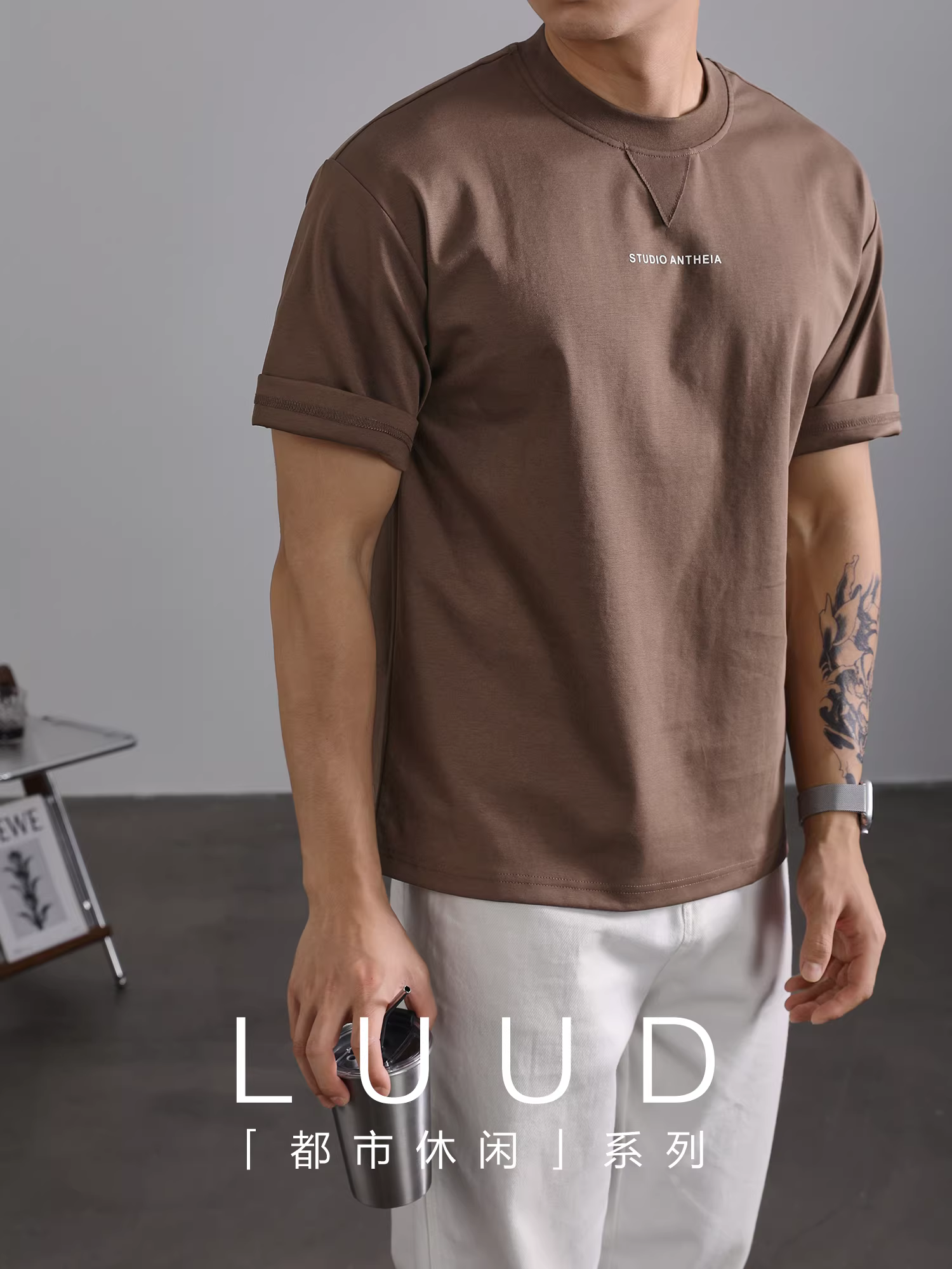 Áo thun ngắn tay kiểu Mỹ LUUD dành cho nam, áo thun thương hiệu thời thượng mới mùa hè 2025, áo cổ tròn in chữ phong cách đường phố Anh