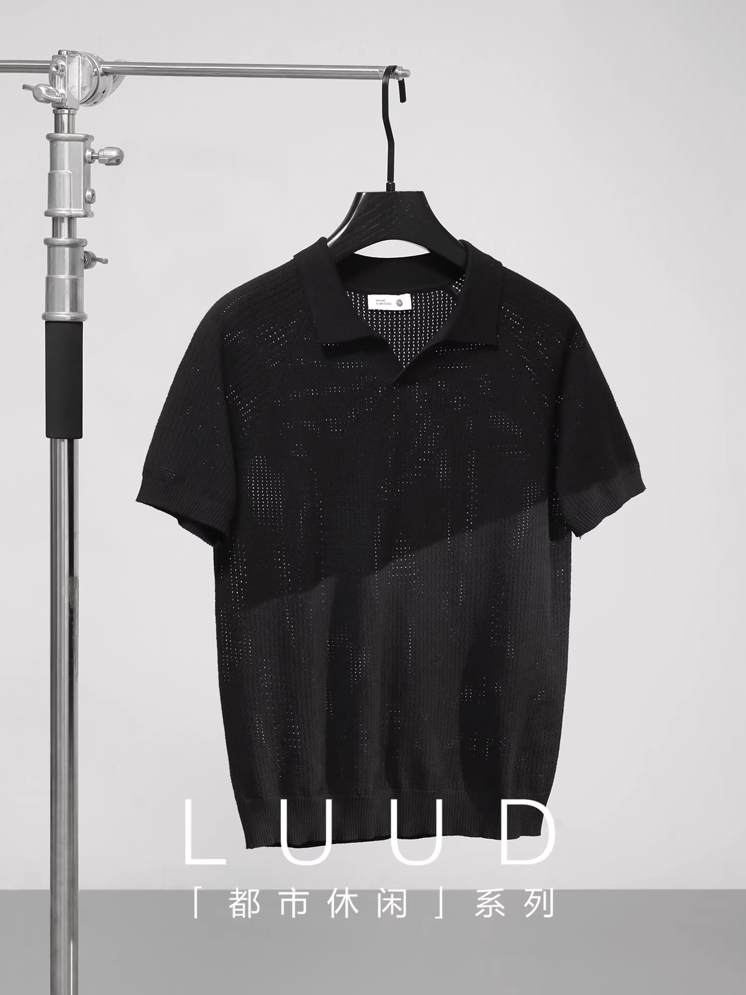 Áo sơ mi POLO nam thiết kế lưới dệt kim LUUD cổ chim hải âu mùa hè chất liệu lụa đá thời trang đơn giản cổ trụ