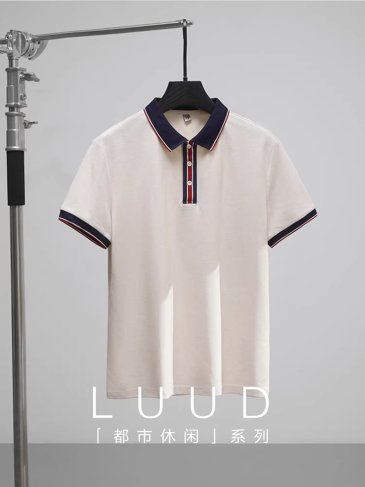 Áo polo phối màu phong cách châu Âu LUUD dành cho nam, thương hiệu thời thượng, áo thun cotton pique thoáng mát, áo thun phối màu phong cách thường ngày.