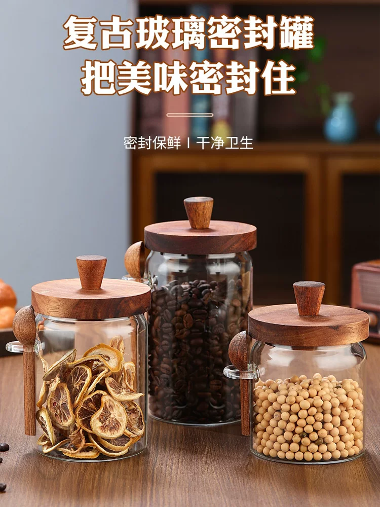 Hũ đựng cà phê, hũ bảo quản, hũ thủy tinh, hũ chống ẩm kèm thìa, hũ đựng trà, hoa quả sấy khô và ngũ cốc