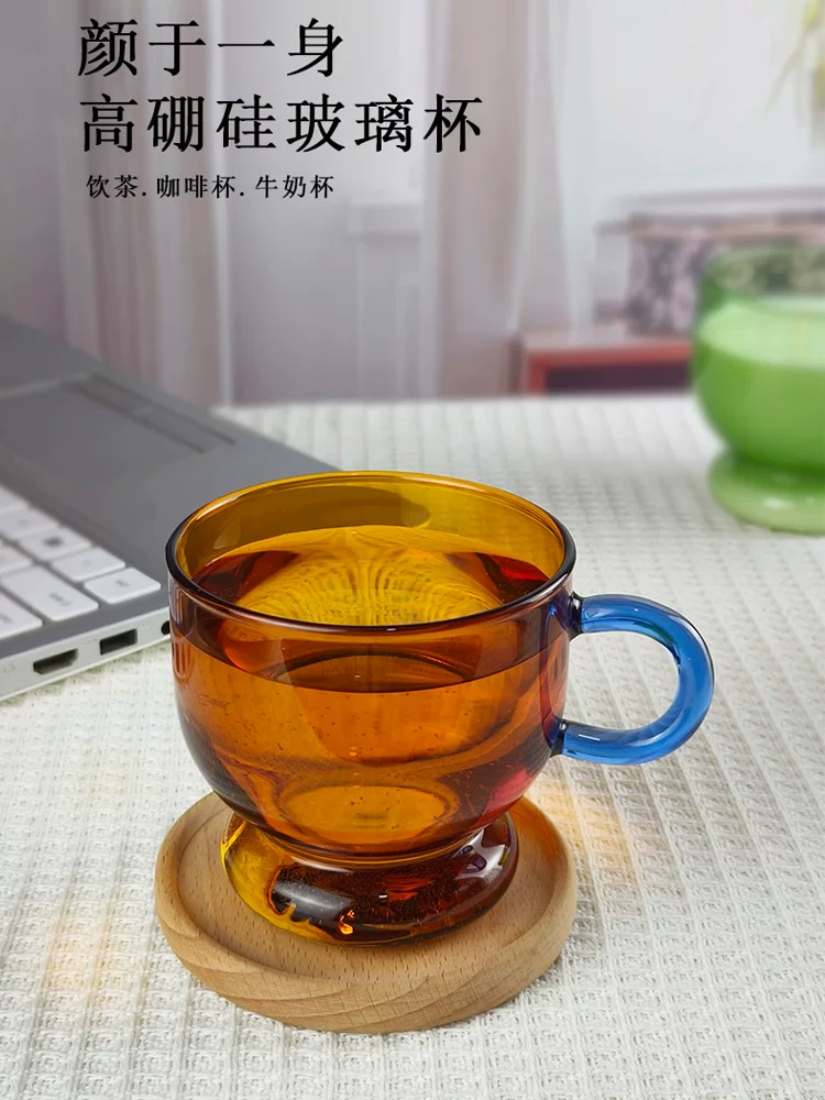 Ly cà phê thủy tinh màu, sáng tạo và tinh tế, cốc cao cấp dành cho nữ, cốc sữa, cốc nước, cốc latte, cốc Americano đá