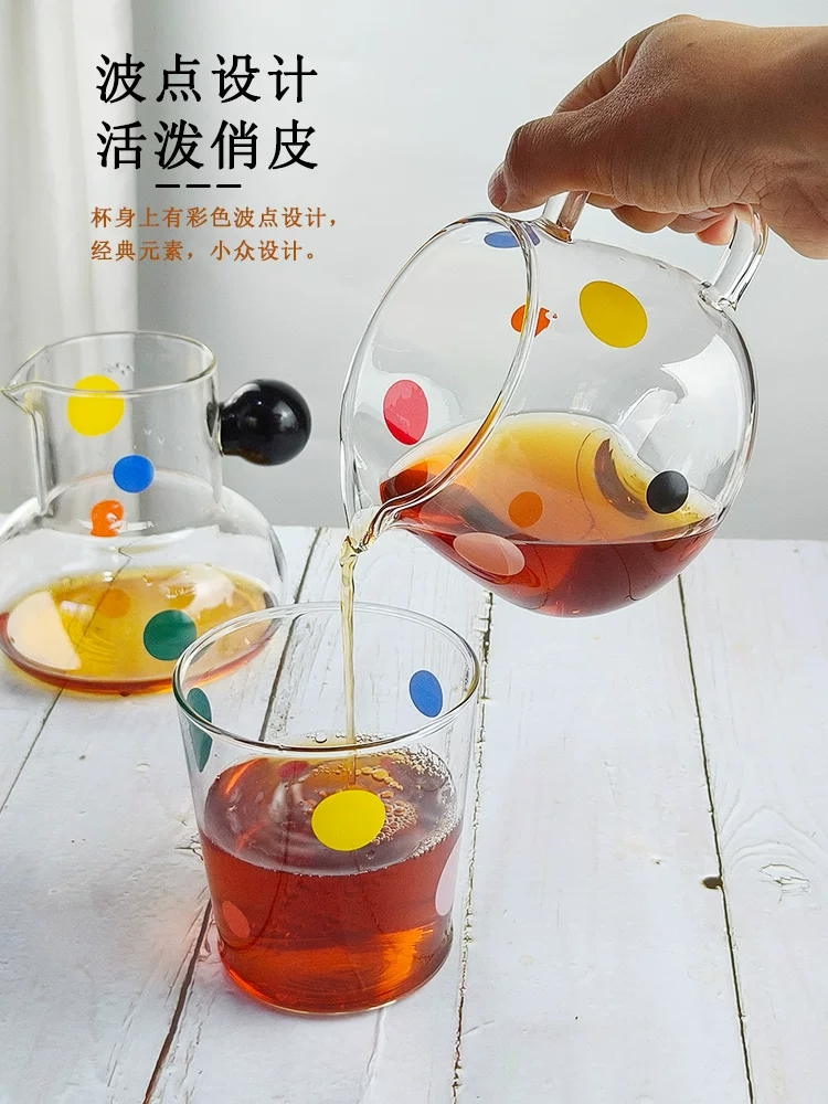 Ly thủy tinh chấm bi, ấm pha cà phê thủ công, ấm chia sẻ, tách cà phê treo tai, tách trà sữa chịu nhiệt cao