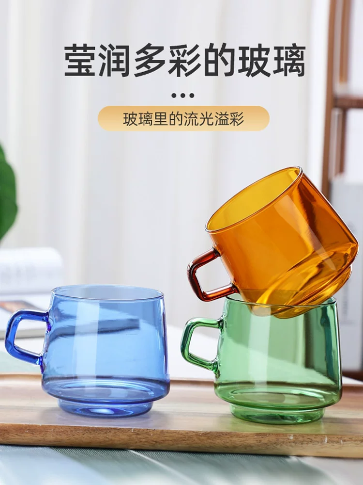 Ly thủy tinh borosilicat cao cấp nhiều màu sắc phong cách ins, ly nước, ly trà, ly sữa, ly cà phê đá, ly latte