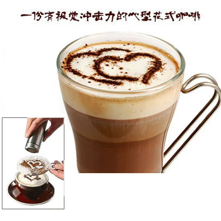 Bộ dụng cụ vẽ cà phê latte nghệ thuật, khuôn vẽ bột, thảm hoa, dụng cụ tạo hoa văn cà phê bột ca cao, dụng cụ in hoa