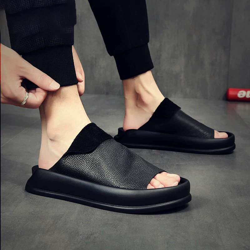 Dép kiểu Anh dành cho nam, thích hợp để mang ngoài trời vào mùa hè, dép đế mềm nhẹ, chất liệu da thật, mang cảm giác thoải mái, dép xỏ ngón da thể thao dành cho nam.