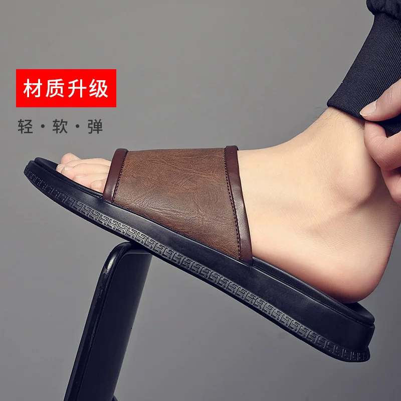 Dép nam cao cấp, sản phẩm mới mùa hè, kiểu Anh, dép da nâu dễ đi, đế mềm.