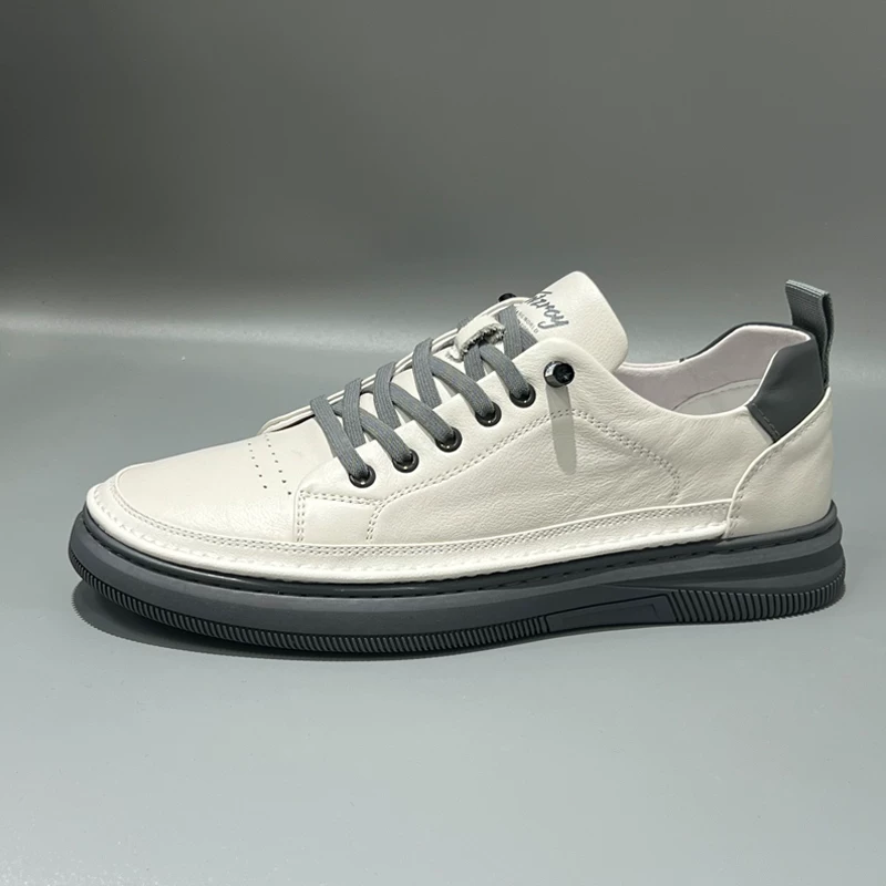 Giày nam 2025 mẫu xuân mới da thật giày trắng nam giày thể thao đa năng giày sneaker đế dày chống trơn