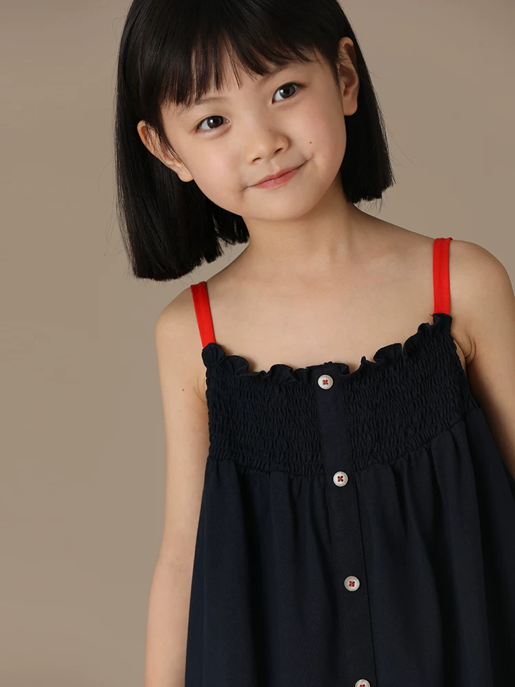 Quần áo trẻ em Ha Chi Mùa hè Mới về Chất lượng cao Thiết kế thủ công bằng vải cotton nguyên chất Váy dây phối màu dành cho cha mẹ và con gái