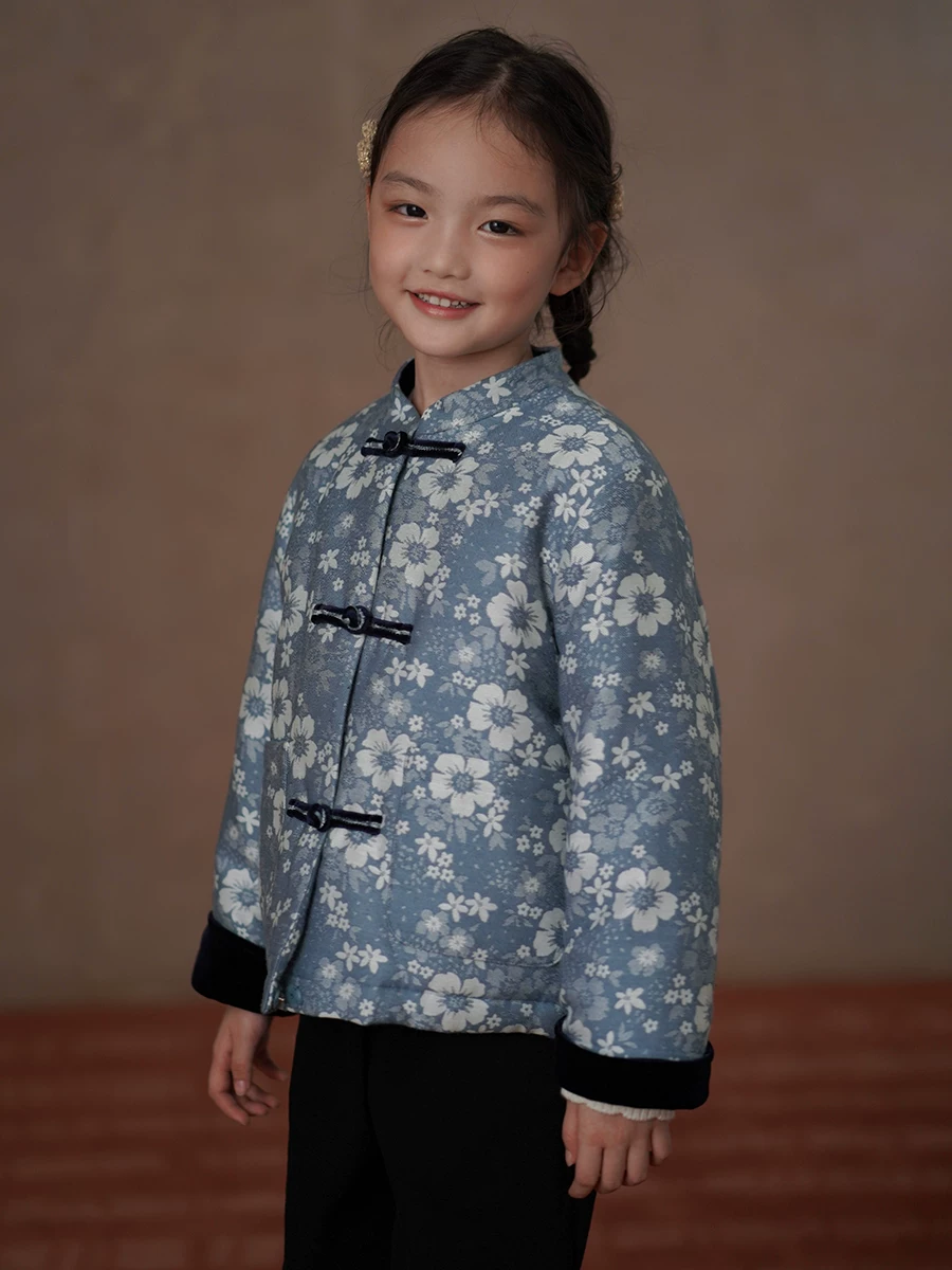 Quần áo cotton dày dặn và ấm áp cho trẻ em Áo khoác kiểu Trung Quốc mới dành cho bé gái Áo hoa mùa đông cho bé gái 25 kiểu mới