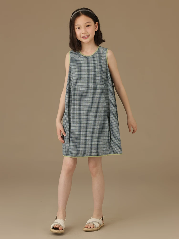 Váy vest kẻ sọc cho trẻ em mùa hè, mỏng và cao cấp, đa năng, giản dị, váy rộng rãi cho bé gái.