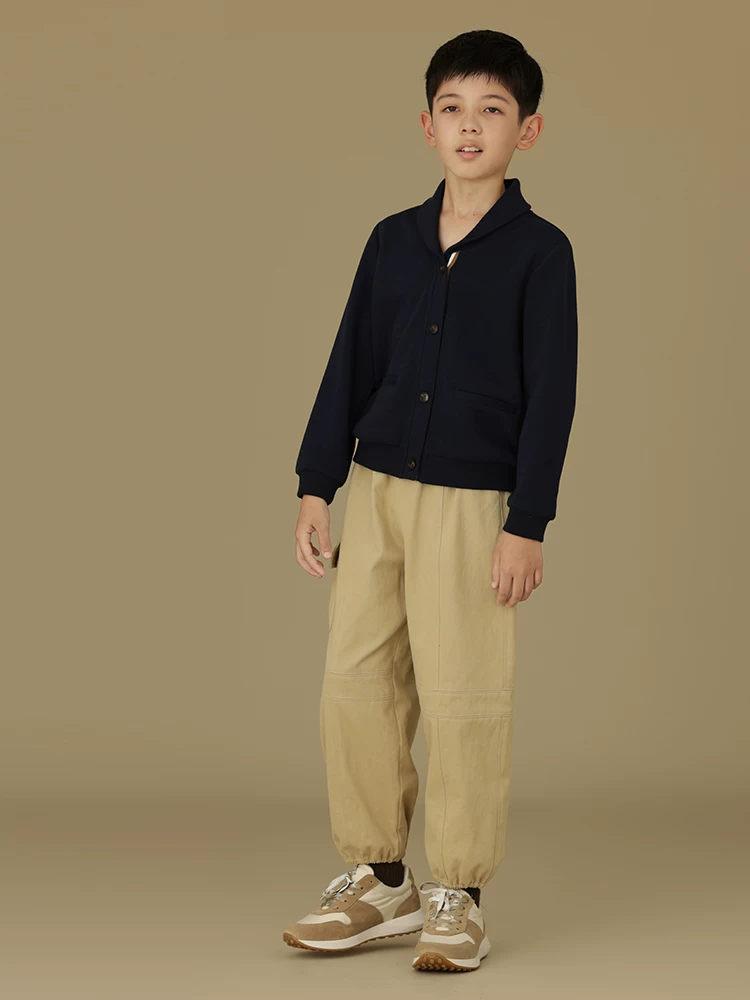 Quần cargo trẻ em mùa xuân thu, quần dài cotton kaki có túi lớn, quần jogger bé trai bé gái