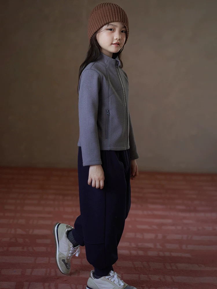 Quần thể thao mùa đông trẻ em đa năng, quần jogger rộng rãi cho bé trai và bé gái, lót lông giữ ấm