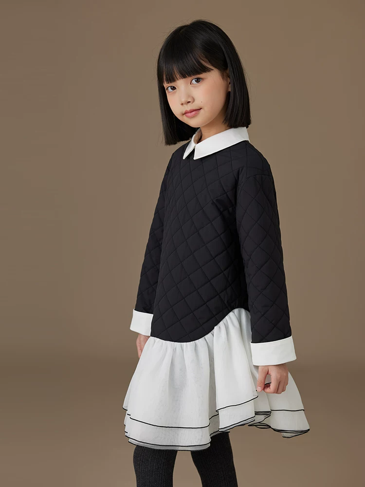 Áo khoác thu đông trẻ em thiết kế đơn giản, chất liệu cotton ấm áp, đầm dài tay thời trang cho bé gái