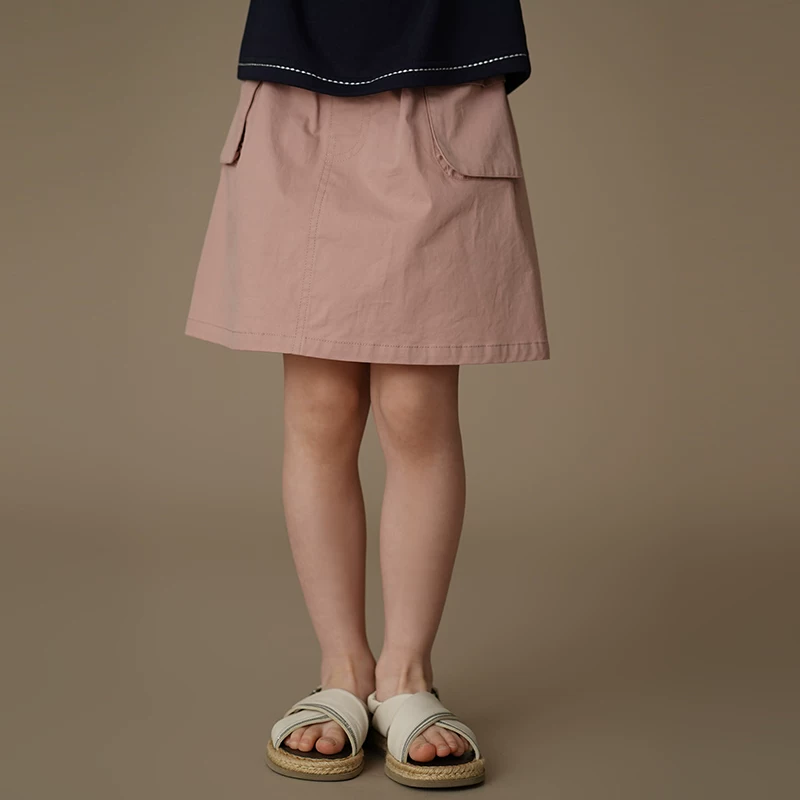 Quần áo trẻ em Hazi Mùa hè Váy ngắn cotton màu hồng ngọt ngào mới dành cho bé gái lớn hơn, Váy công sở đơn giản và đa năng.