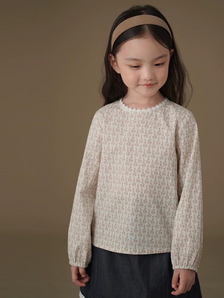 Quần áo trẻ em Hazi áo sơ mi dài tay xuân thu, áo cotton thân thiện với làn da, áo hoa ngọt ngào cho bé gái, quần áo mùa xuân mới cho bé gái.