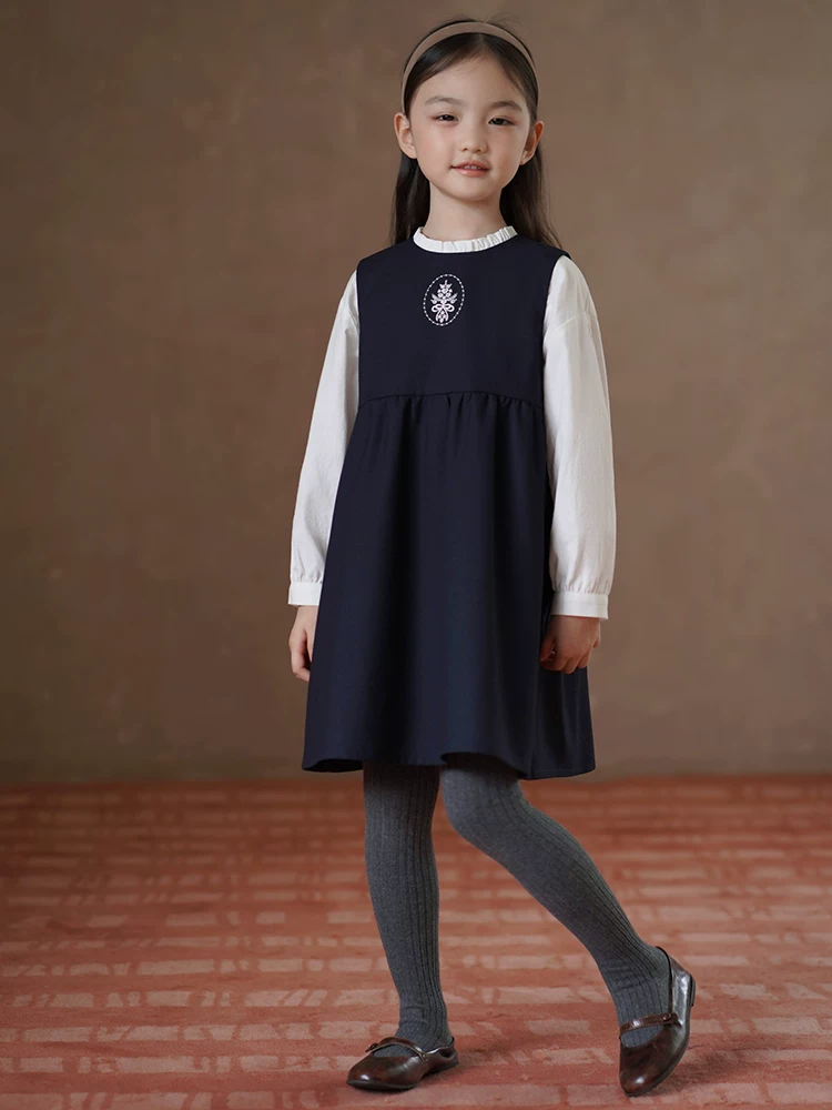 Quần áo trẻ em Ha Chi Xuân Thu Váy vest trẻ em Thanh lịch Cao cấp Chiều dài trung bình Váy phong cách đại học Váy mùa thu cho bé gái Phong cách mới