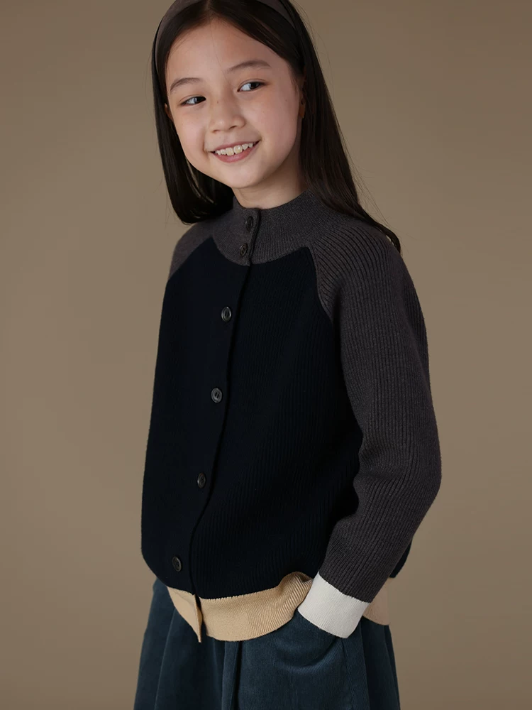 Quần áo trẻ em áo mùa xuân thu bé trai và bé gái phối màu đa năng áo khoác cardigan dệt kim thông thường áo khoác trẻ em dành cho trẻ lớn hơn