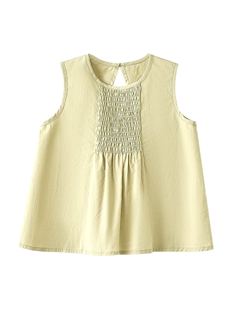 Áo thun cotton mỏng mùa hè cho bé gái, kiểu dáng rộng rãi, áo ba lỗ, áo lót có họa tiết
