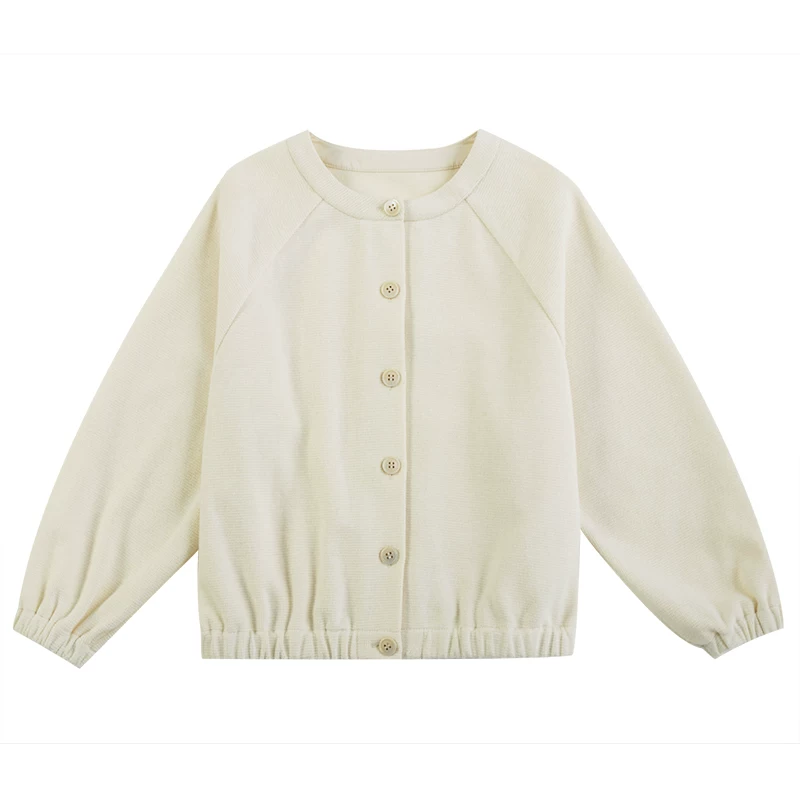 Áo khoác cardigan dệt kim mùa xuân thu cho bé, màu be, thoải mái, đa năng, cổ tròn, kiểu dáng thường ngày, dành cho bé trai và bé gái