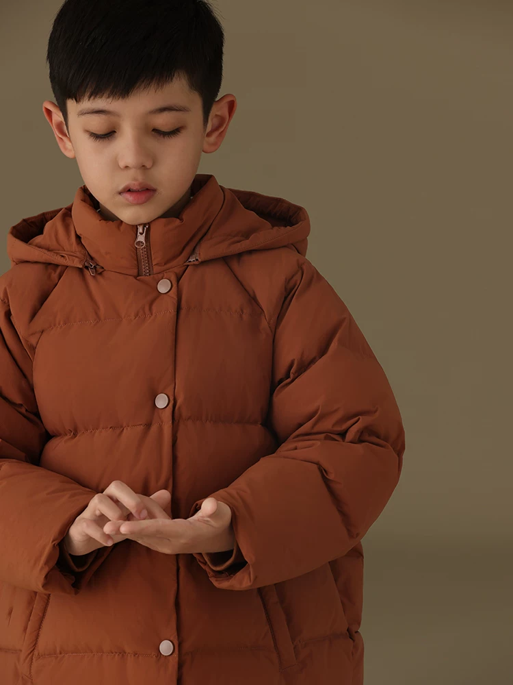 Áo khoác phao dày dặn giữ ấm mùa đông chống lạnh cho bé trai và bé gái có mũ trùm đầu