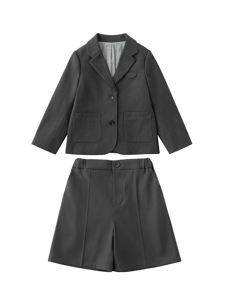 Quần áo trẻ em xuân thu, bộ đồ trẻ em kiểu học sinh, blazer quần short, bộ vest lịch sự cho bé trai bé gái, trang phục mùa thu cho trẻ lớn