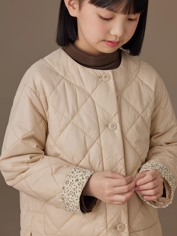 Áo khoác phao bé gái Hazi Thu/Đông 2024, áo khoác ngoài ba lớp chống thấm, đơn giản và cao cấp