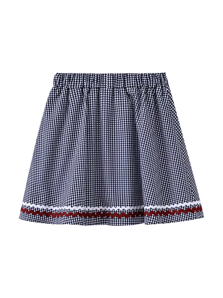 Quần áo trẻ em mặc mùa hè cotton thân thiện với da váy kẻ sọc cổ điển váy chữ A dành cho nữ váy ngắn phong cách học đường váy ngắn mỏng