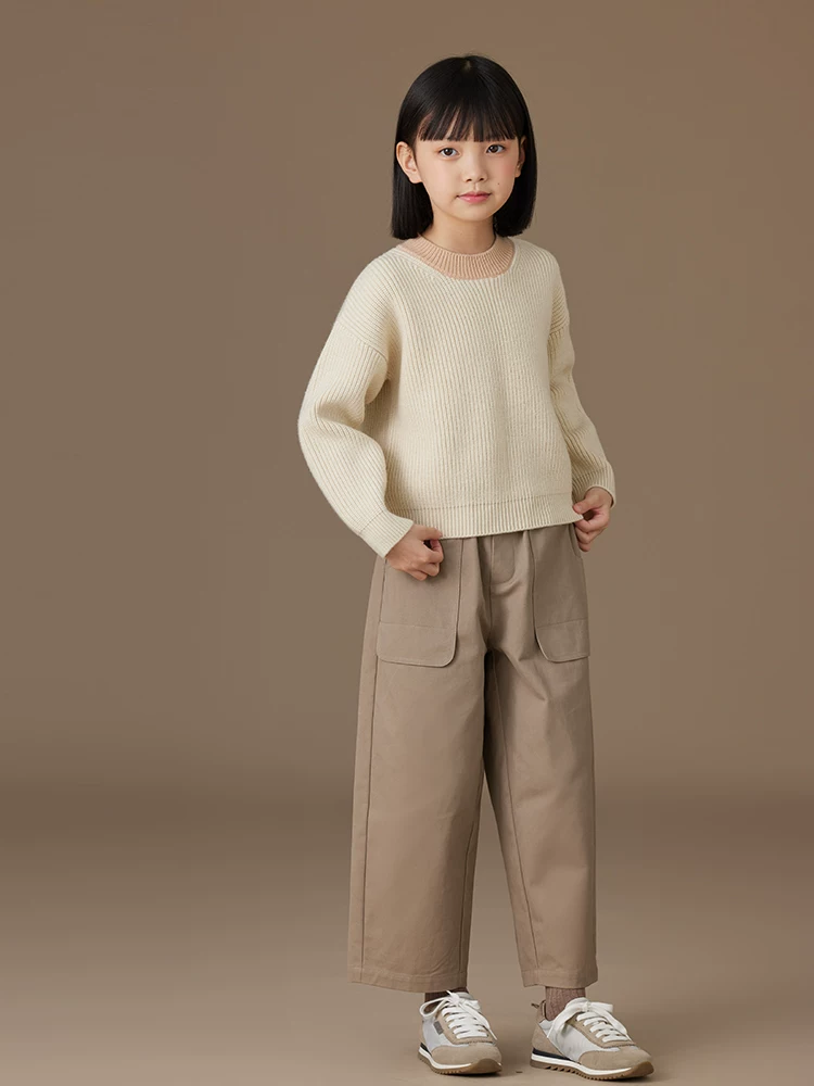 Quần áo trẻ em Áo sơ mi dệt kim dày dặn ấm áp cho bé trai và bé gái Áo đơn giản giản dị cho mùa thu đông