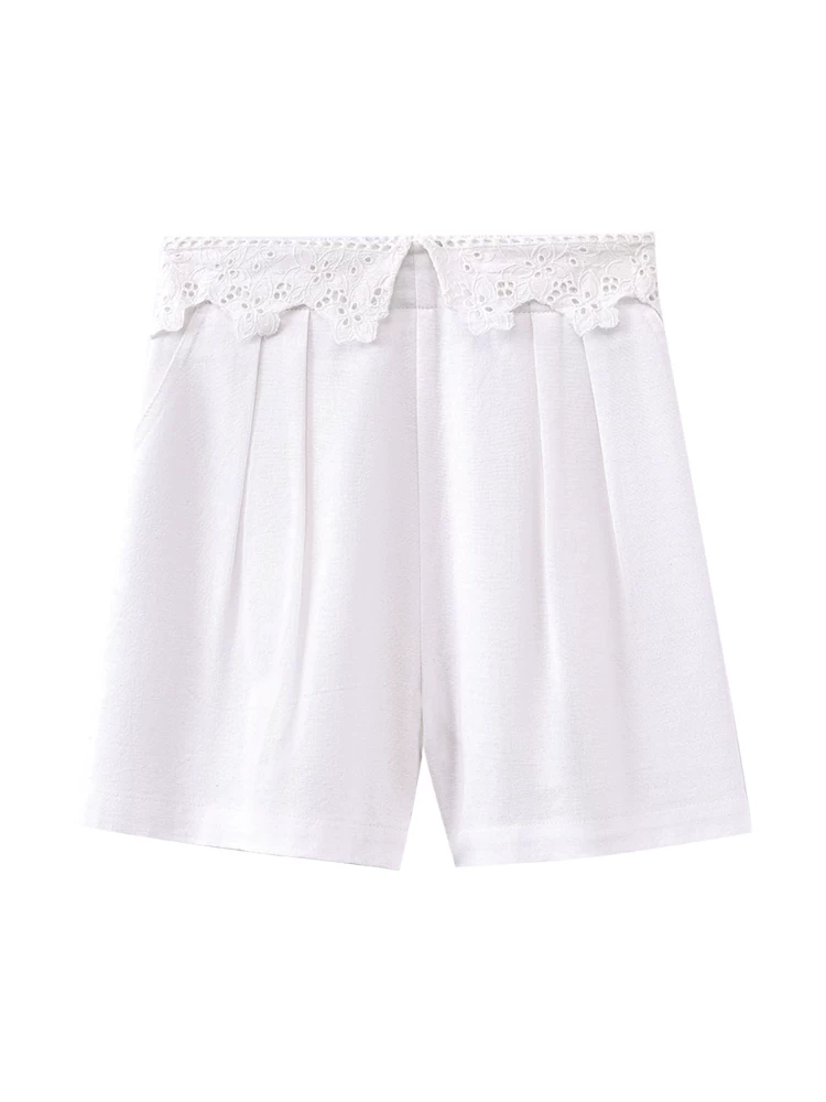 Quần áo trẻ em mùa hè quần kiểu Pháp giản dị dành cho trẻ em quần short dài đến đầu gối dành cho bé gái quần short trắng dành cho bé gái thân thiện với làn da và thoải mái