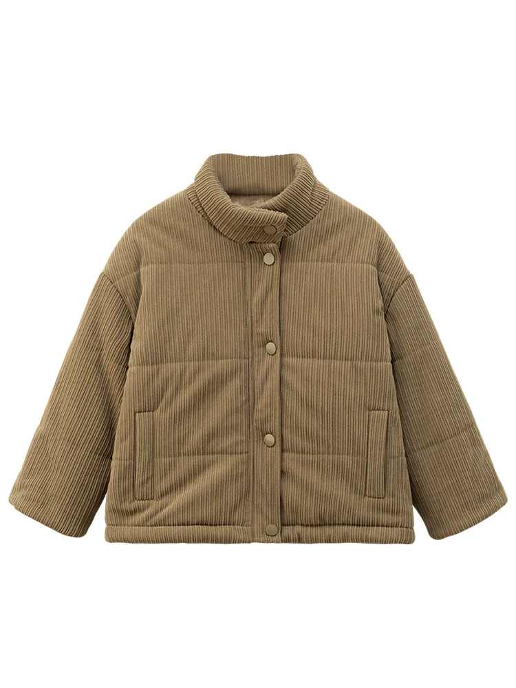 Áo khoác độn bông cho trẻ em, dày dặn và ấm áp, thiết kế đơn giản, áo khoác cotton nhung cho bé trai và bé gái, quần áo mùa đông