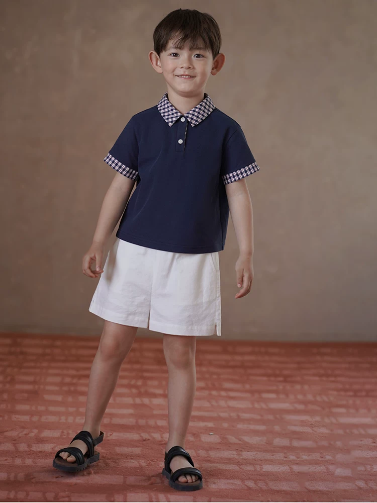Quần áo trẻ em Hazi Mùa hè Áo sơ mi polo mới dành cho bé trai và bé gái Áo thun ngắn tay dành cho trẻ lớn hơn Áo dáng rộng thông thường