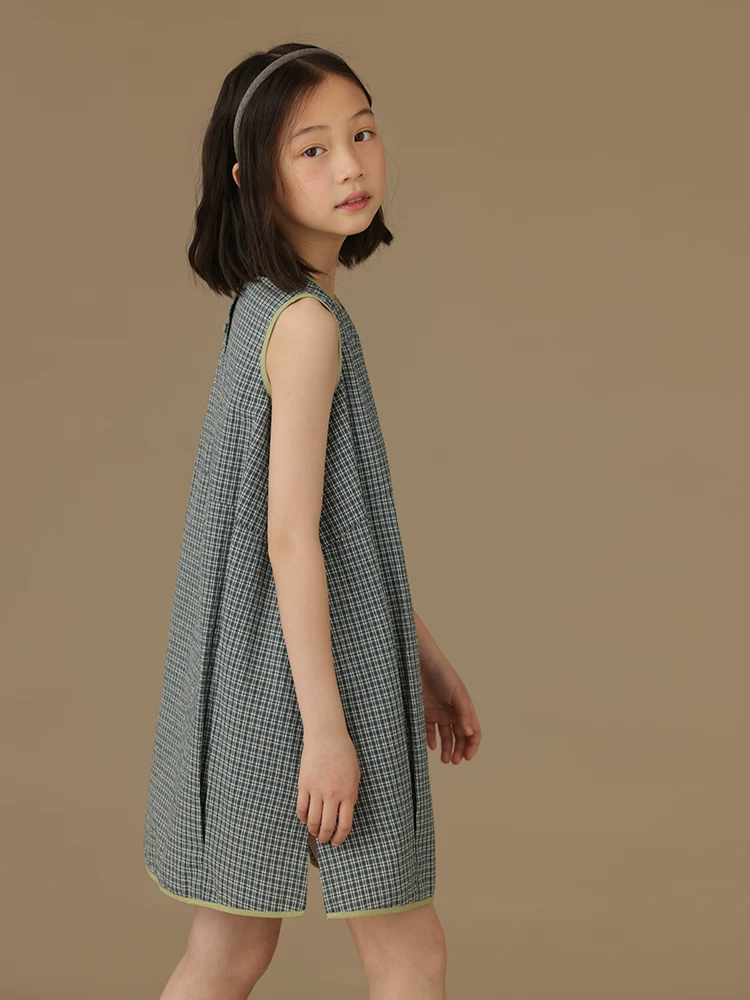 Váy vest kẻ sọc cho trẻ em mùa hè, mỏng và cao cấp, đa năng, giản dị, váy rộng rãi cho bé gái.