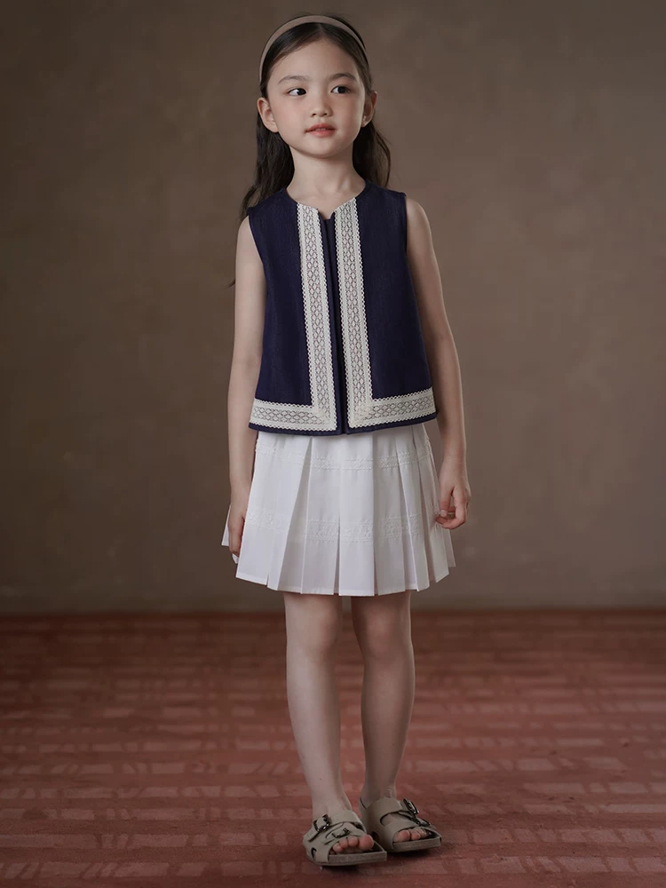 Quần áo trẻ em Hazi Áo trẻ em mùa hè Áo sơ mi cổ điển giản dị Áo vest denim cho bé gái Quần áo mùa hè cho trẻ em cỡ vừa và lớn 25 kiểu mới