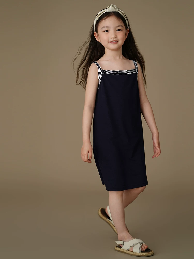Váy camisole dệt kim mỏng mùa hè cho bé gái, váy lót trẻ em, quần áo mùa hè cao cấp cho trẻ lớn.