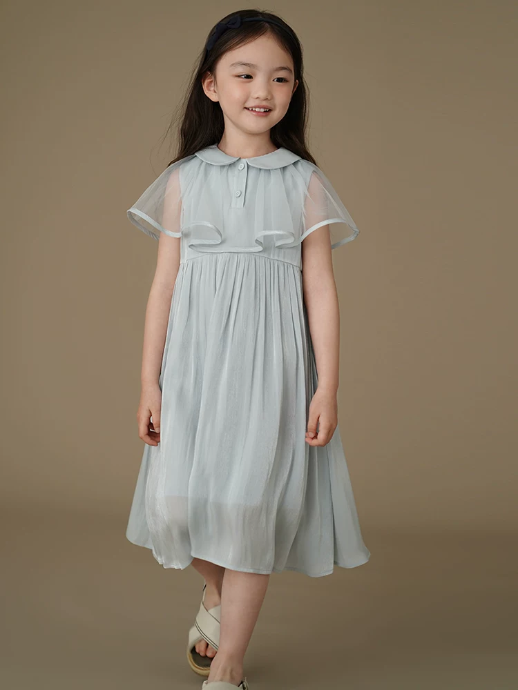 Quần áo trẻ em mùa hè váy ba lỗ trẻ em váy công chúa kiểu Pháp váy cổ búp bê váy sinh nhật cho bé gái dành cho trẻ lớn hơn