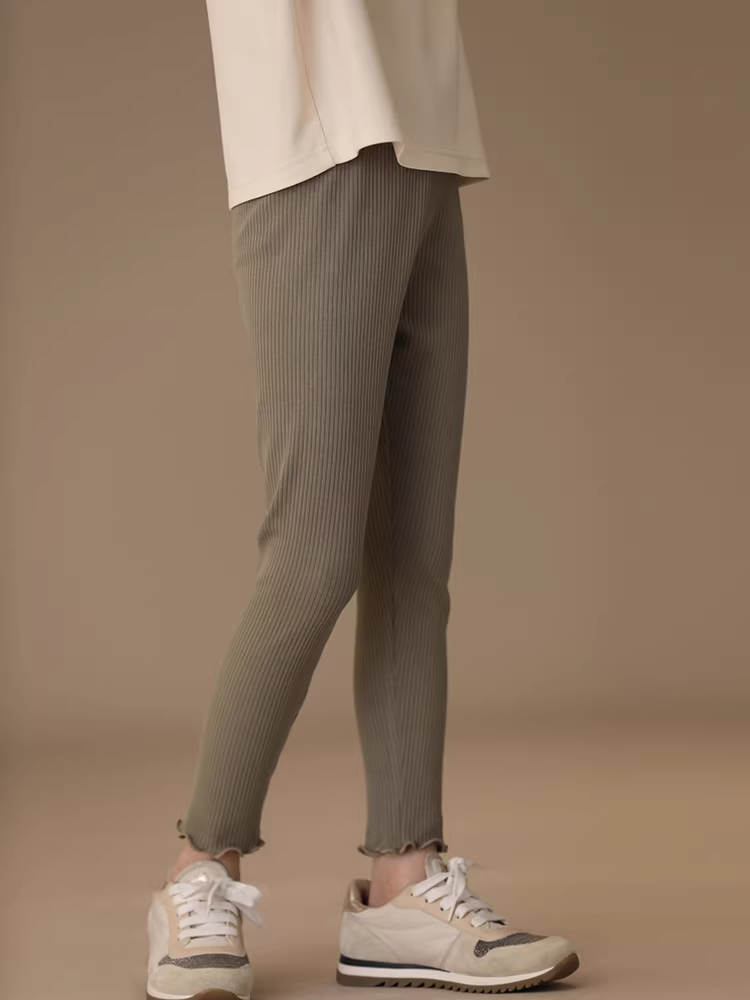 Quần áo trẻ em thu đông, quần legging trẻ em chất liệu thân thiện với da, viền bèo nhún, quần thun mẹ và bé, quần legging len bé gái