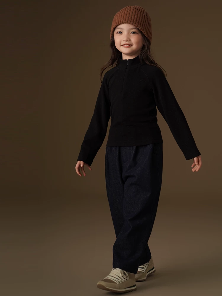 Quần áo trẻ em mùa thu đông quần dài thường ngày mềm mại đơn giản quần denim chải mềm mại bé trai bé gái quần cong