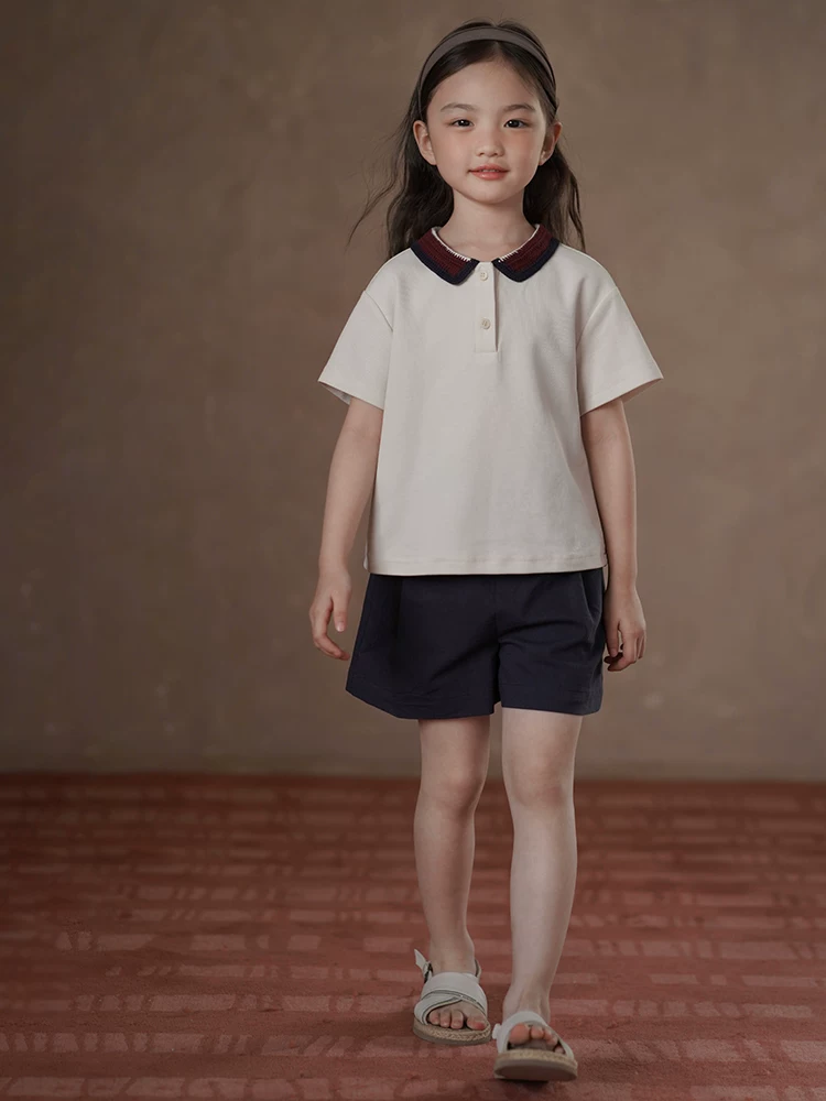 Quần áo trẻ em Hazi 25 Áo thun ngắn tay mùa hè cho trẻ em Áo sơ mi POLO sành điệu dành cho bé trai và bé gái Áo dệt kim Đơn giản và đa năng