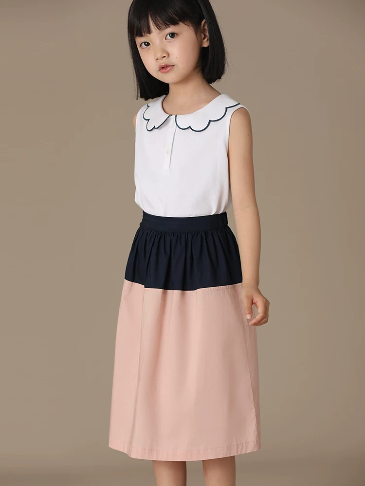 Quần áo trẻ em Ha Chi 25 Bộ sưu tập mới mùa hè Phong cách cha mẹ và con cái dành cho trẻ em Váy cotton phối màu cao cấp siêu mềm dành cho bé gái