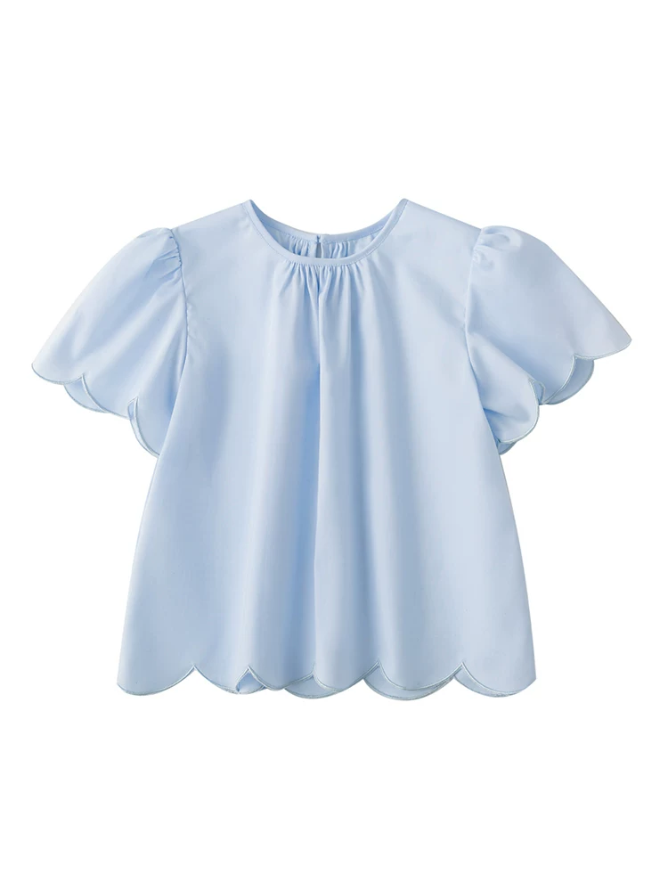 Quần áo trẻ em Hazi Sản phẩm mới Cotton chải kỹ Thân thiện với làn da Sweet Cloud Áo cổ tròn tay ngắn dành cho cha mẹ và con cái Áo sơ mi nhỏ cho bé gái mùa hè