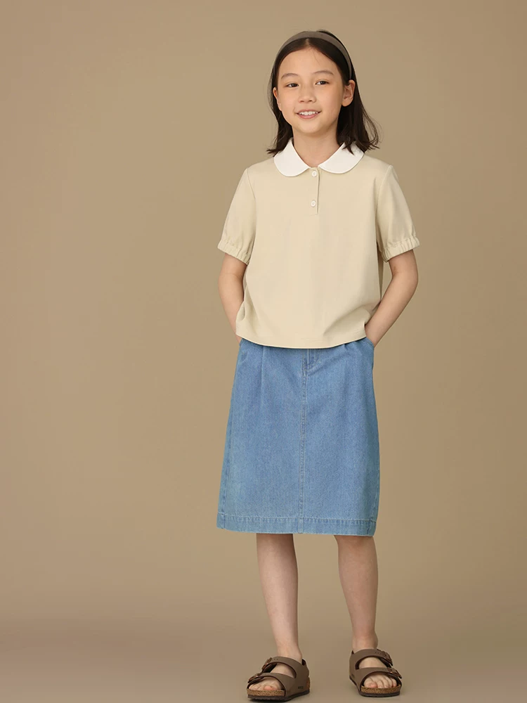 Quần áo trẻ em mùa hè Váy chữ A dành cho trẻ lớn hơn, váy ôm hông, váy denim đa năng cho bé gái, kiểu dáng mùa hè mỏng nhẹ