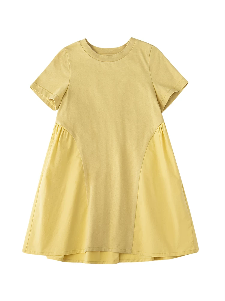 Hazi Quần Áo Trẻ Em Mùa Hè Hàng Mới Về Bé Gái Của Cha Mẹ-Con Phù Hợp Với Xếp Ly Cotton Chải Kỹ Tay Ngắn Đầm Công Chúa Cho Bé