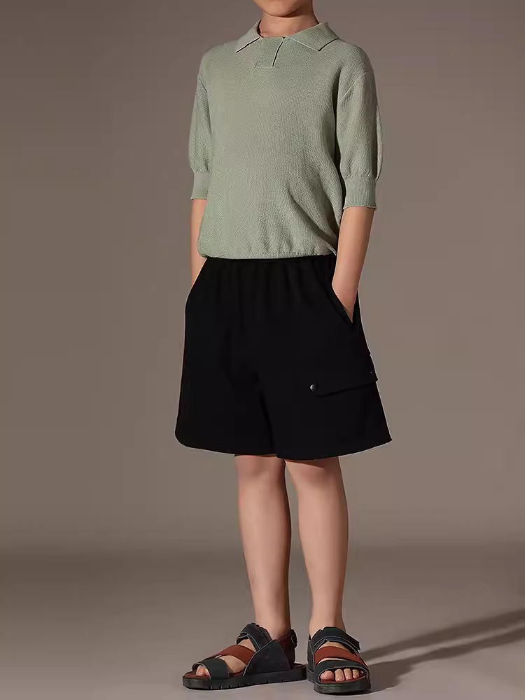 Quần áo trẻ em Hazi đầu thu hàng mới về bé trai và bé gái thân thiện với làn da thoải mái hoàn toàn bằng vải cotton thể thao dành cho cha mẹ và con cái quần short ống rộng thường ngày co giãn