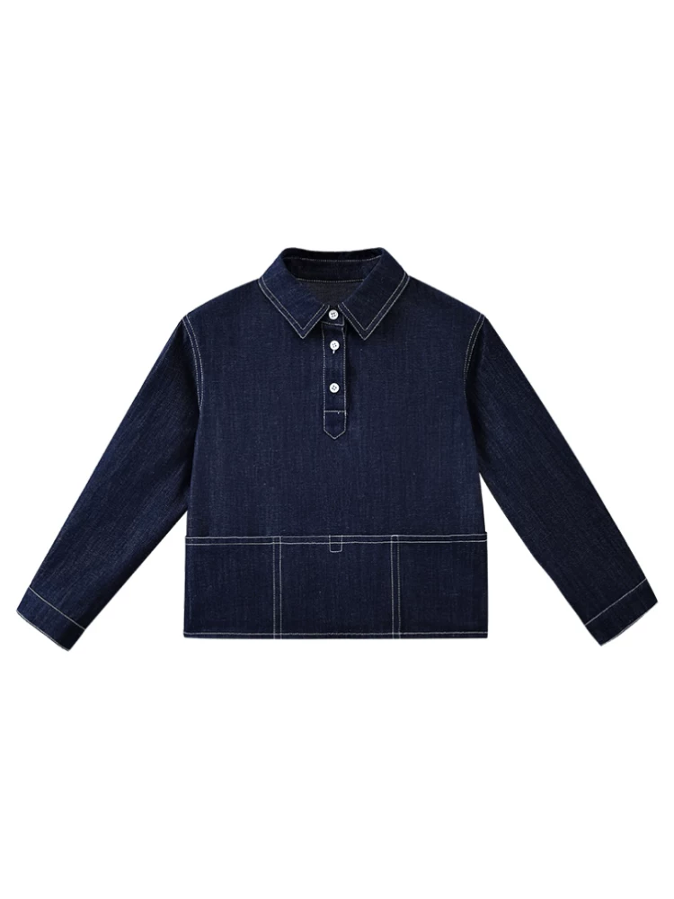 Áo khoác denim trẻ em Hazi mùa xuân thu, kiểu dáng đơn giản, rộng rãi, mỏng, dành cho bé trai và bé gái, thời trang thu đông 2025 kiểu mới
