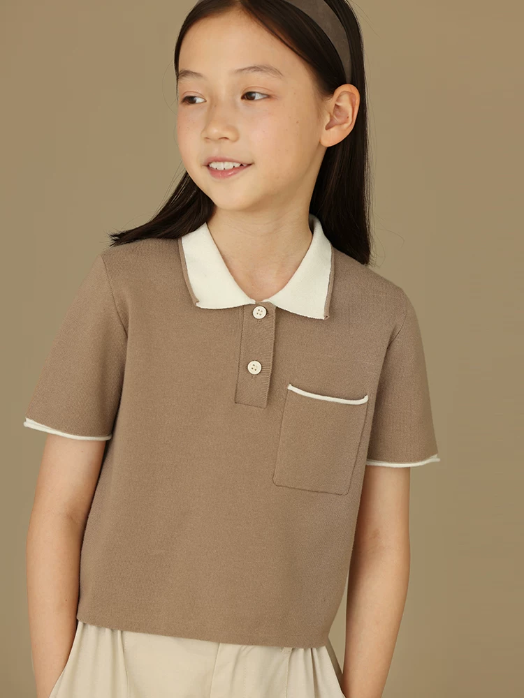Quần áo trẻ em dệt kim mùa hè Áo thun cotton Polo Áo thun thông thường cho bé trai và bé gái Áo ngắn tay mang lại cảm giác cao cấp