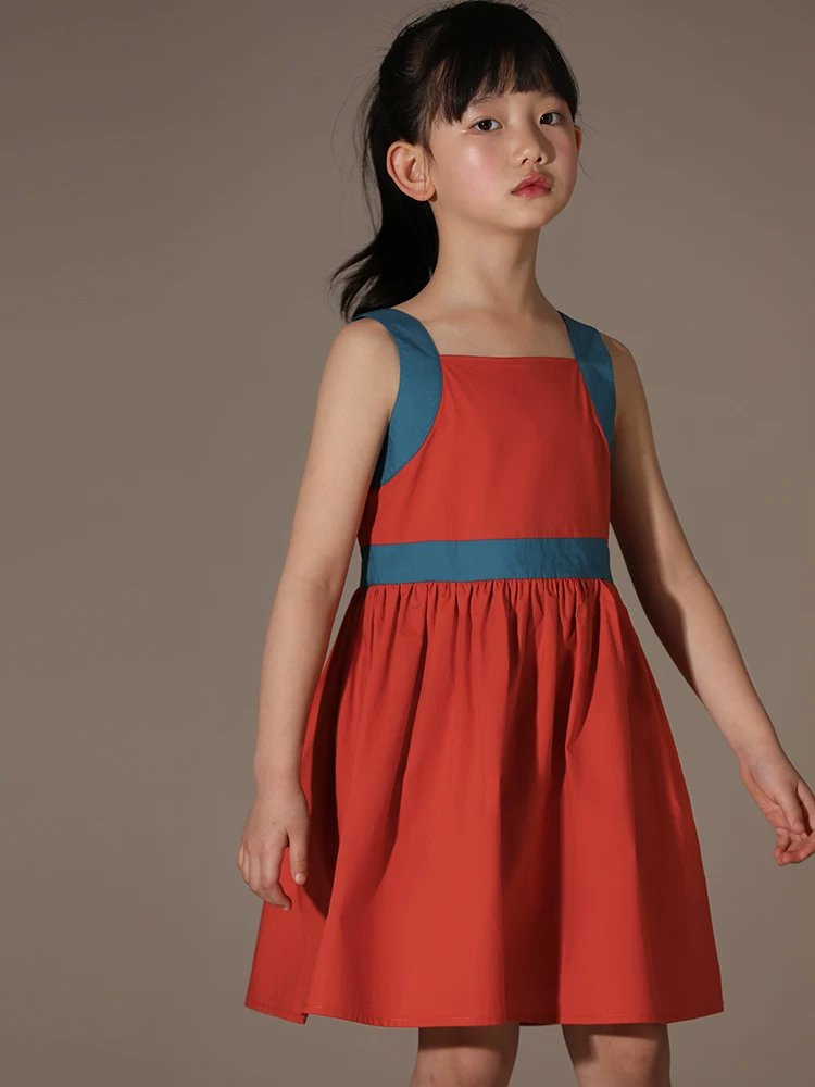 Áo ba lỗ cotton nguyên chất phong cách mẹ và bé phối màu mùa xuân hè, kiểu đầm công chúa cho bé gái