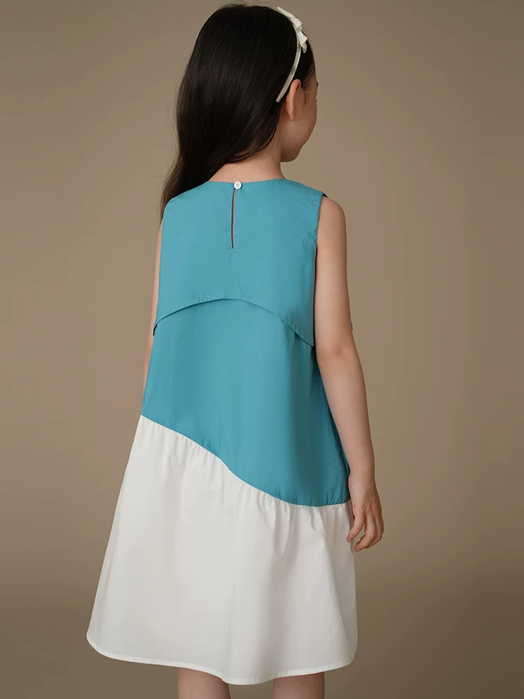 Quần áo trẻ em mùa hè váy vest phong cách hàn quốc váy dáng rộng bé gái chắp vá váy dài bé gái mùa hè phong cách mới