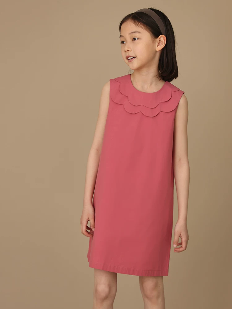 Quần áo trẻ em mùa hè phong cách ngọt ngào và thanh lịch, váy vest mùa hè cho bé gái, váy màu đỏ hồng, váy cotton nguyên chất cho bé gái mùa hè