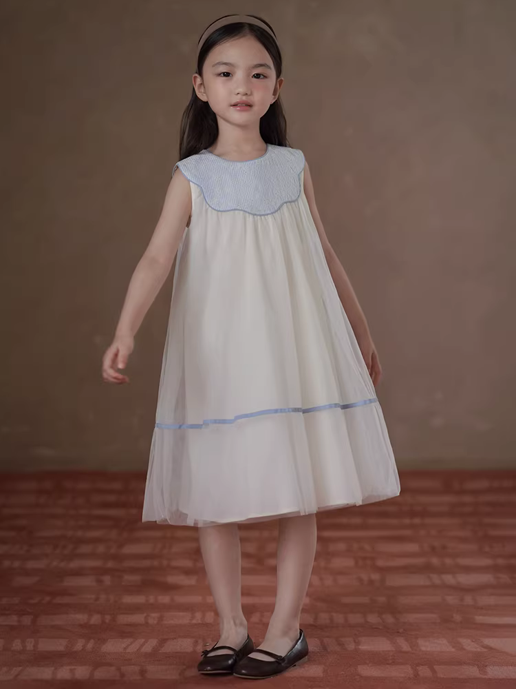 Quần áo trẻ em Hazi Phong cách mới mùa hè Váy dài vừa phải cho trẻ em Váy kiểu Trung Quốc mới Váy ba lỗ cho bé gái Váy vải tuyn cho trẻ em cỡ vừa và lớn