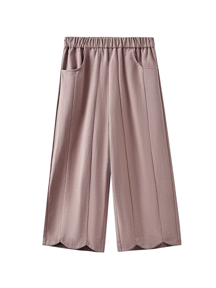 Quần áo trẻ em xuân thu phong cách Hàn Quốc quần âu cotton thân thiện với da màu hồng ngọt ngào quần thẳng bé gái quần dài rộng